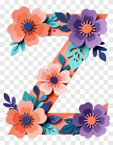Colorful Floral Letter Z PNG