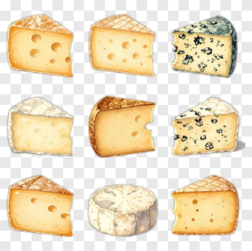 Variety Of Cheese Types PNG