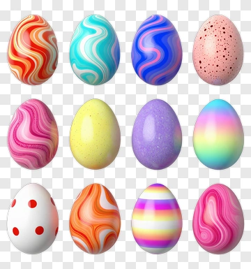 Colorful Easter Eggs Collection PNG
