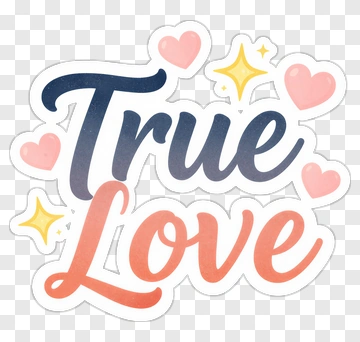 True Love Illustration With Hearts And Stars PNG