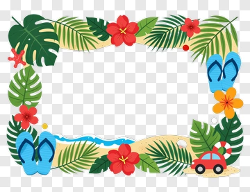 Tropical Frame With Flowers And Flip Flops PNG