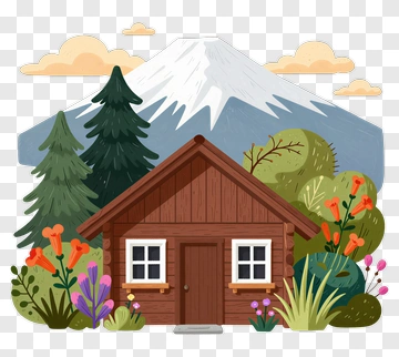 Cozy Cabin In A Mountain Landscape PNG
