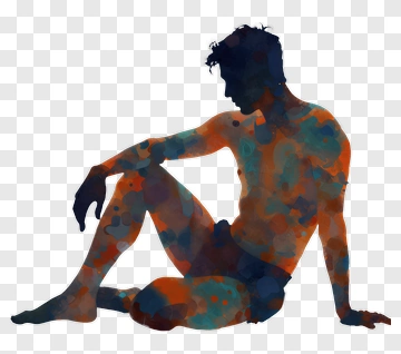 Watercolor Silhouette Of A Sitting Man PNG