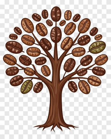 Coffee Tree With Coffee Beans PNG