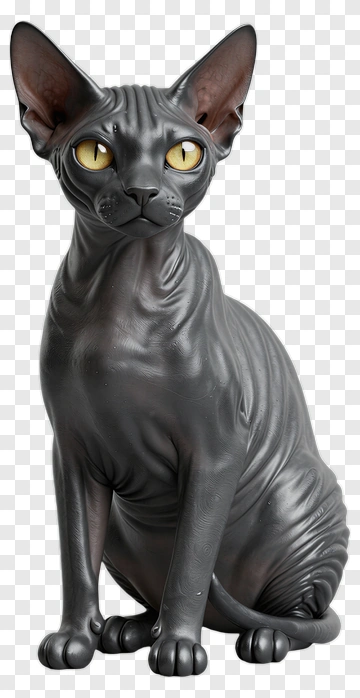 3D Black Cat With Yellow Eyes PNG