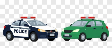 Police Car And Green Vehicle PNG