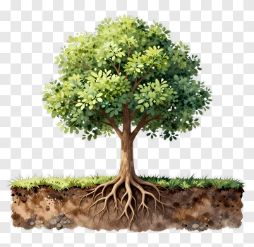 Colorful Tree With Roots PNG