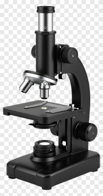 Black Microscope With Adjustable Lens PNG