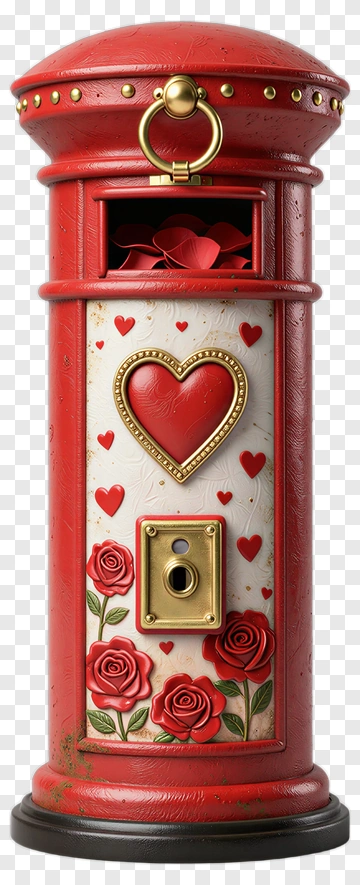 Valentine's Day Mailbox With Roses And Hearts PNG