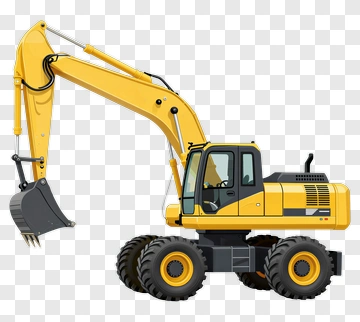 3D Excavator With Yellow Arm PNG