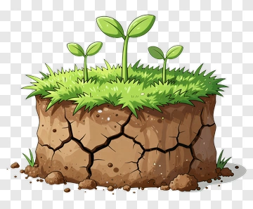 Cartoon Grass Patch With Growing Plants PNG
