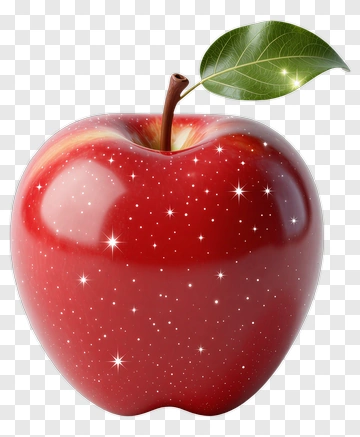 Shiny Red Apple With Leaf PNG