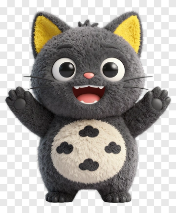 Cartoon Cat With Happy Expression PNG