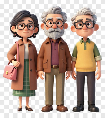 Cartoon Family Group Portrait PNG