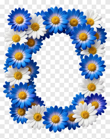 Floral Wreath Of Blue And White Flowers PNG