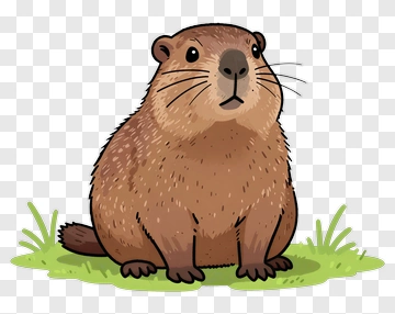 Cartoon Groundhog Sitting In Grass PNG