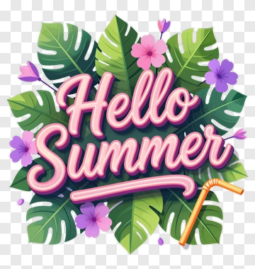 Hello Summer Tropical Design PNG