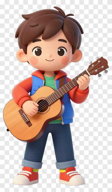 Cartoon Boy Playing Guitar PNG