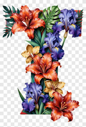 Colorful Floral Number Composition PNG