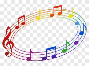 Colorful Music Notes In A Circular Pattern PNG