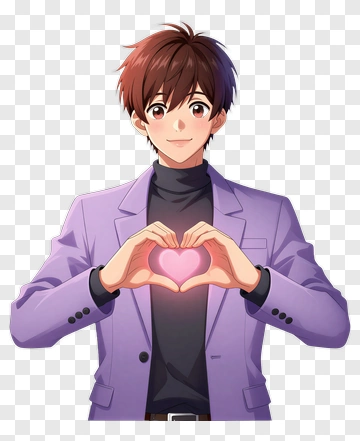 Anime Character Making A Heart Gesture PNG