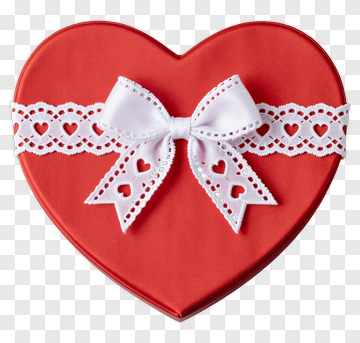 Red Heart-Shaped Gift Box With White Ribbon PNG