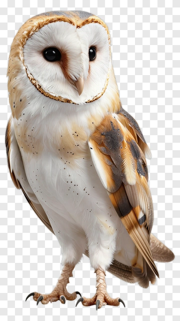 Realistic Barn Owl Standing PNG
