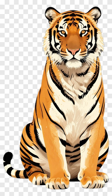Realistic Tiger Sitting PNG