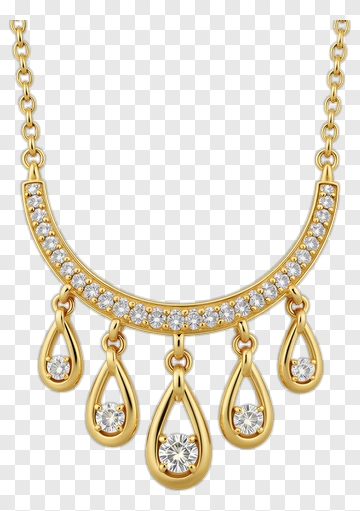 Gold Necklace With Diamond Pendants PNG