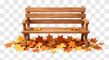Wooden Bench Surrounded By Autumn Leaves PNG