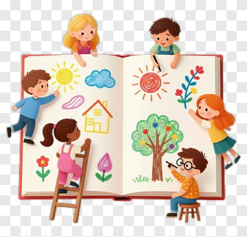 Children Drawing In A Sketchbook PNG
