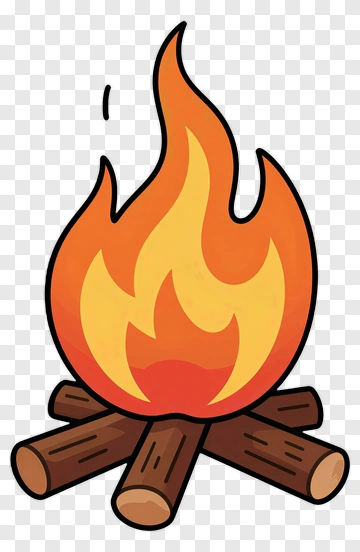 Cartoon Campfire With Flames PNG