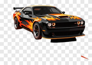 3D Sports Car With Flame Design PNG