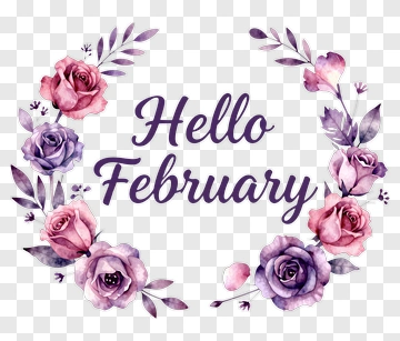 Hello February Floral Wreath PNG