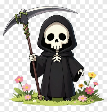 Cartoon Grim Reaper Holding A Scythe PNG