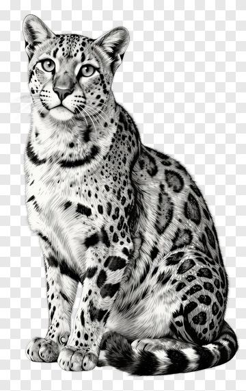 Black And White Leopard Sitting PNG