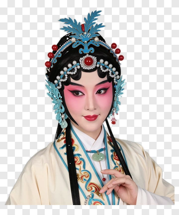 Chinese Opera Performer With Elaborate Makeup And Costume PNG