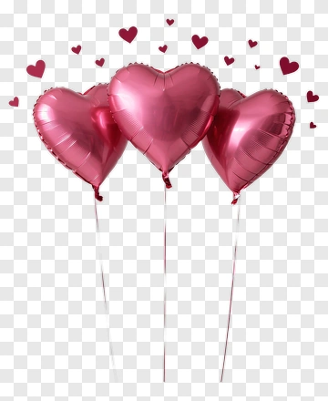 Heart-Shaped Balloons With Floating Hearts PNG