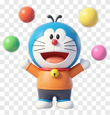 Doraemon Juggling Colorful Balls PNG