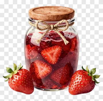 Jar Of Strawberry Jam With Fresh Strawberries PNG