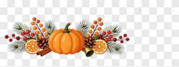 Thanksgiving Pumpkin And Autumn Decorations PNG