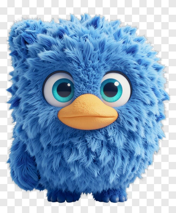 3D Blue Cartoon Bird PNG