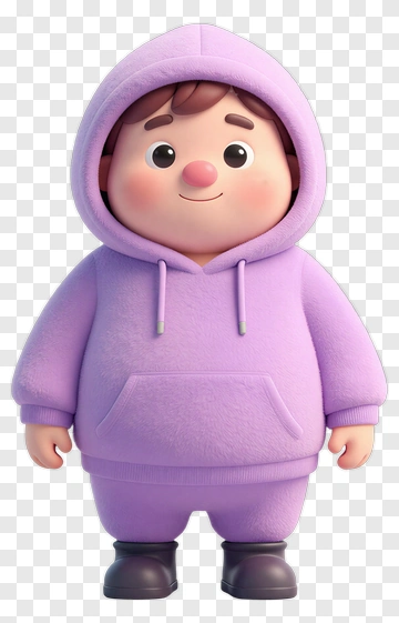 Cartoon Boy In Purple Hoodie PNG