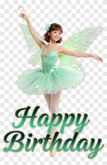 Fairy In A Green Tutu Celebrating A Birthday PNG