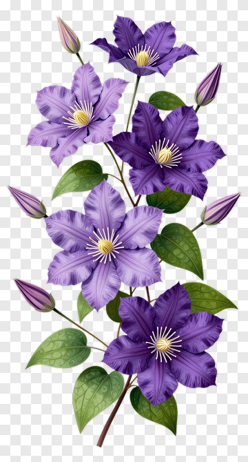 Purple Clematis Flower Arrangement PNG