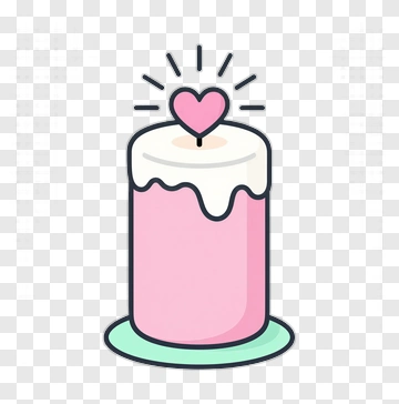 Cartoon Pink Candle With Heart PNG