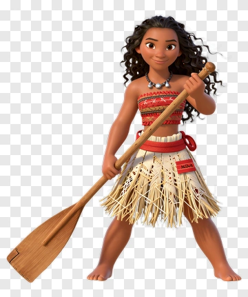 Moana Holding A Paddle PNG