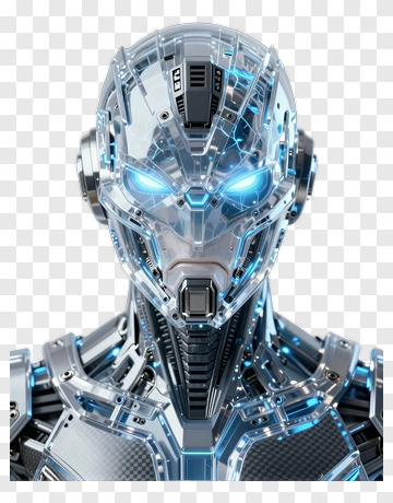 3D Robot With Blue Eyes PNG