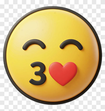 3D Smiley Face Emoji With Heart PNG