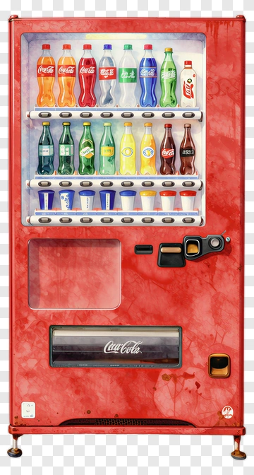 Vending Machine With Various Soft Drinks PNG